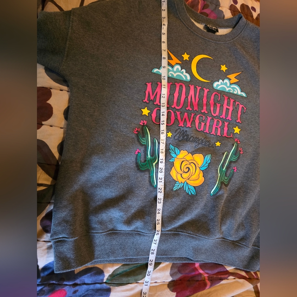 WRANGLER Gray women's GRAPHIC "Midnight Cowgirl" long sleeves sweatshirt L - Picture 8 of 8
